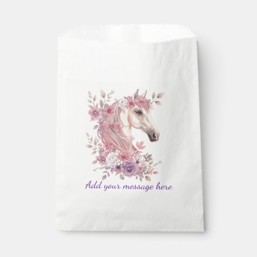Sachets En Papier Jolis Petits Poneys et Pétales Personnalisables (Devant)