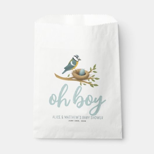 Sachets En Papier Jote Oh Boy Blue Bird Nest Baby shower (Devant)
