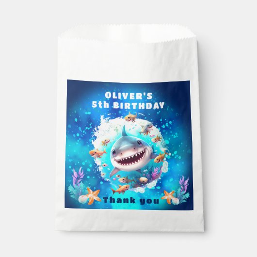 Sachets En Papier Jote Shark Boy Anniversaire Blue Party Favoriser l (Devant)