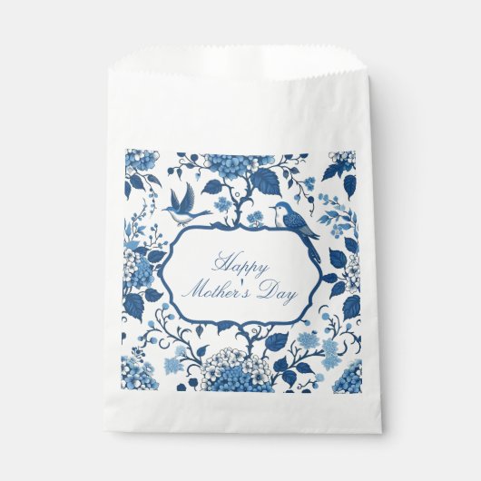 Sachets En Papier Joyeuse Fête des Mères Élégante Chinoiserie Bleue (Devant)