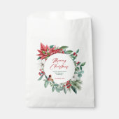 Sachets En Papier Joyeuses botaniques de Noël, fleurs et oiseaux (Devant)