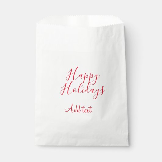 Sachets En Papier Joyeuses fêtes Noël calligraphie rouge simple mi (Devant)