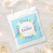 Sachets En Papier Joyeuses Pâques Fleurs et Œufs (Coupé)