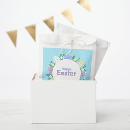 Sachets En Papier Joyeuses Pâques Fleurs et Œufs (Fête)