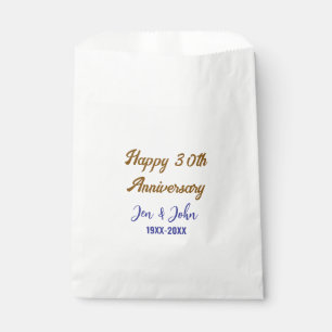 Sachets En Papier Joyeux 30e anniversaire de mariage royal bleu or s