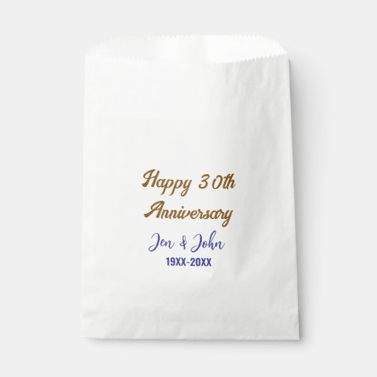 Sachets En Papier Joyeux 30e anniversaire de mariage royal bleu or s (Devant)