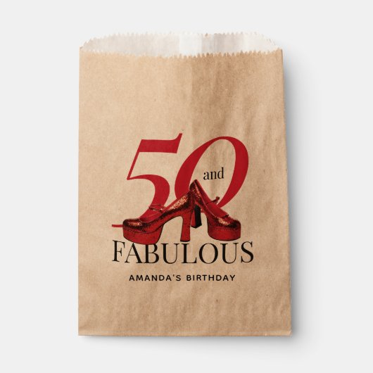 Sachets En Papier Joyeux 50e anniversaire Fun Bold Chaussures rouges (Devant)