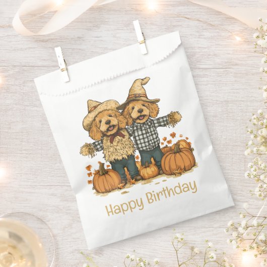 Sachets En Papier Joyeux Anniversaire Automne Moisson Goldendoodle C (Coupé)
