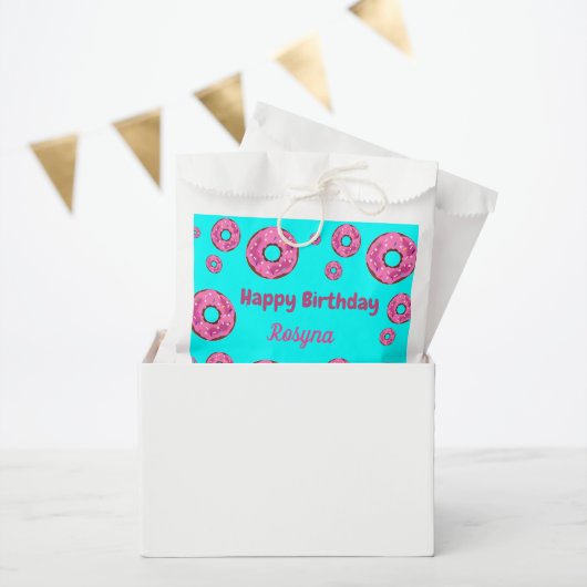 Sachets En Papier Joyeux anniversaire crème rose beignets bleu (Fête)