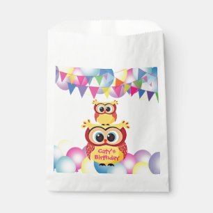 Sachets En Papier Joyeux anniversaire de chouette jaune enfant