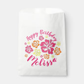 Sachets En Papier Joyeux anniversaire Fleurs d'Hibiscus hawaïens tro (Devant)