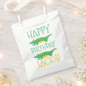 Sachets En Papier Joyeux Anniversaire Jaune Alligator Vert Crocodile (Coupé)