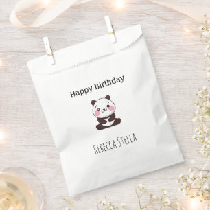 Sachets En Papier Joyeux anniversaire ourson panda mignon blanc