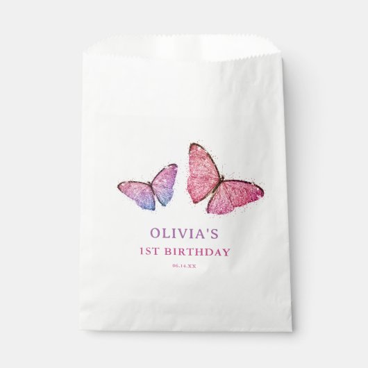 Sachets En Papier Joyeux anniversaire papillon Fille Anniversaire (Devant)