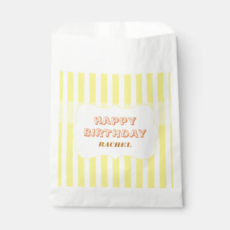 Sachets En Papier Joyeux Anniversaire Personnalisé Rayure Jaune