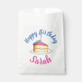 Sachets En Papier Joyeux anniversaire Pink Cake Slice Candle Anniver (Devant)