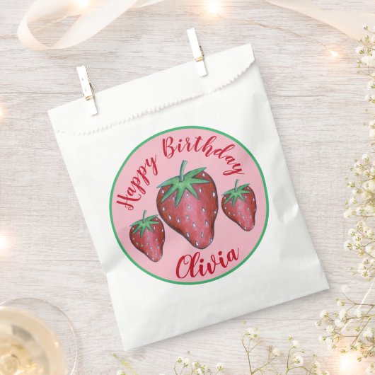 Sachets En Papier Joyeux Anniversaire Rose Red Sweet Fraise Berries (Coupé)
