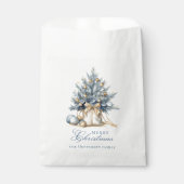 Sachets En Papier Joyeux Arbre de Noël Or Bleu Nom personnalisé (Devant)