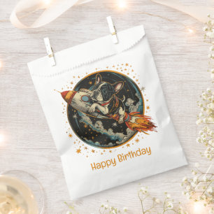 Sachets En Papier Joyeux Bateau à fusée d'anniversaire French Bulldo