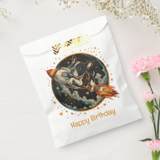 Sachets En Papier Joyeux Bateau à fusée d'anniversaire French Bulldo (Scellé)