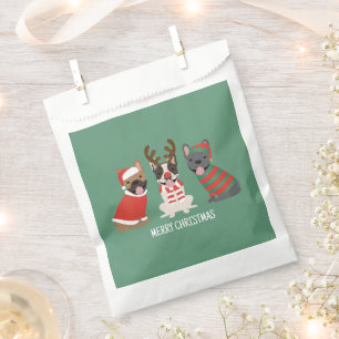 Sachets En Papier Joyeux Buldogs français de Noël