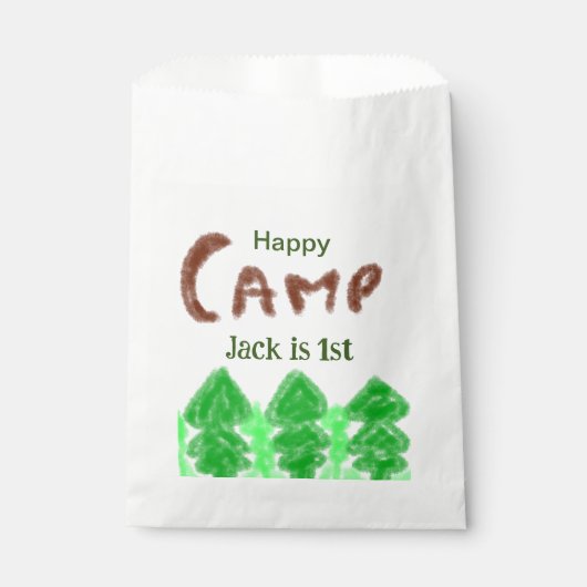 Sachets En Papier Joyeux camping camper un anniversaire enfants arbr (Devant)