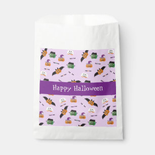 Sachets En Papier Joyeux Citrouille Halloween Motif violet serviette