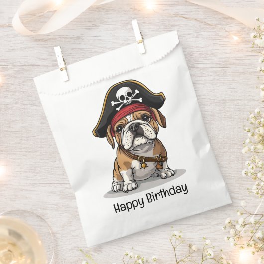Sachets En Papier Joyeux crâne Pirate anglais Bulldog Birthday (Coupé)