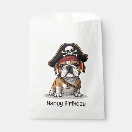 Sachets En Papier Joyeux crâne Pirate anglais Bulldog Birthday (Devant)