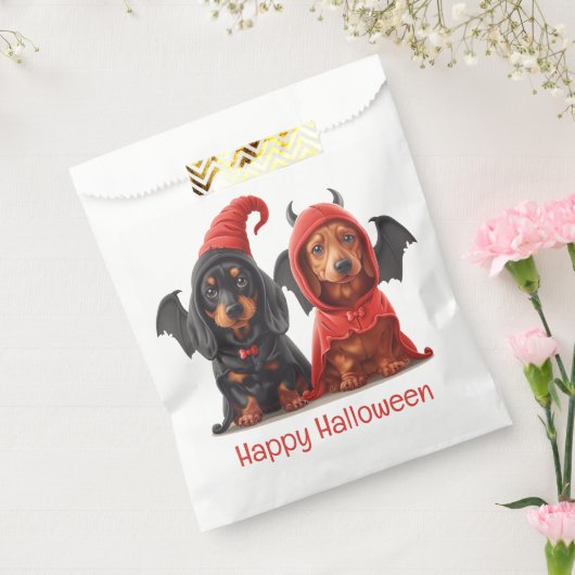 Sachets En Papier Joyeux Halloween Dachshund Chiens Devil Bat (Scellé)