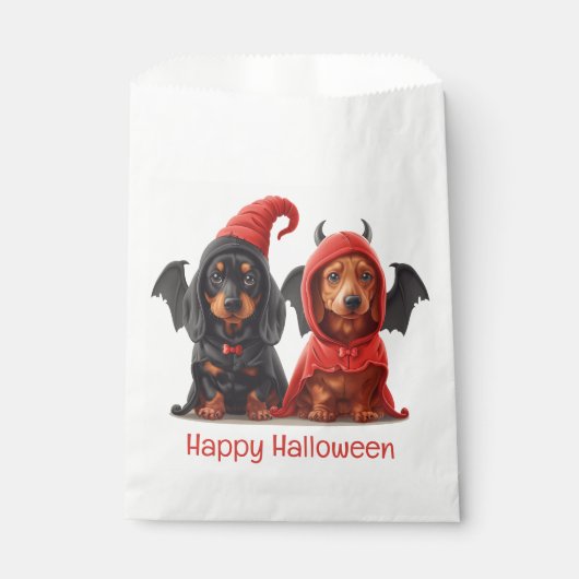 Sachets En Papier Joyeux Halloween Dachshund Chiens Devil Bat (Devant)