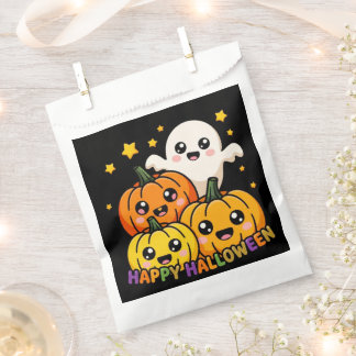 Sachets En Papier Joyeux Halloween Gentil Fantôme et Citrouilles Pap