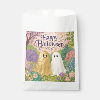 Sachets En Papier Joyeux Halloween Joli Fantôme Jardin de Fleurs