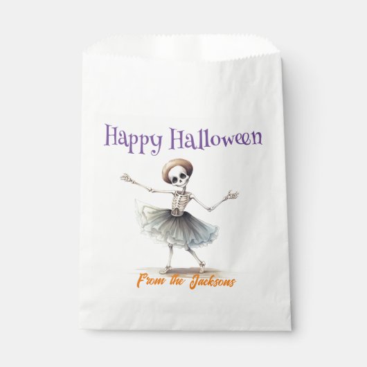 Sachets En Papier Joyeux Halloween | SKELETTE AMUSANTE AVEC TUTU (Devant)