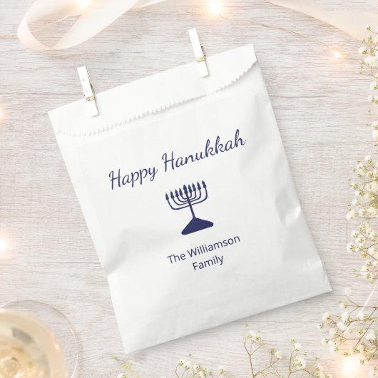 Sachets En Papier Joyeux Hanoukka Blue Menorah Holiday (Coupé)