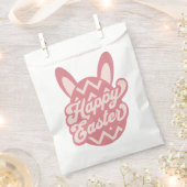 Sachets En Papier Joyeux lapin de Pâques rose (Coupé)