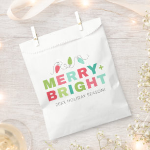 Sachets En Papier Joyeux + Lumières Pastel Feu de Noël Favoriser Sac