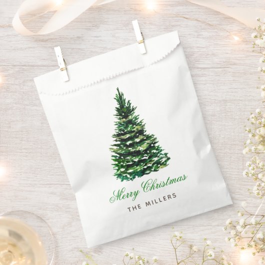 Sachets En Papier Joyeux Noël Arbre Nom Élégante Calligraphie (Coupé)