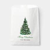 Sachets En Papier Joyeux Noël Arbre Nom Élégante Calligraphie (Devant)