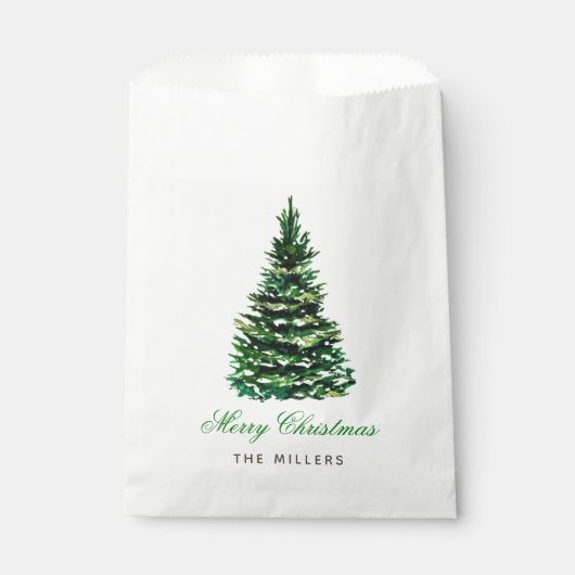 Sachets En Papier Joyeux Noël Arbre Nom Élégante Calligraphie (Devant)