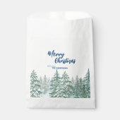 Sachets En Papier Joyeux Noël arbres forêt Aquarelle script (Devant)