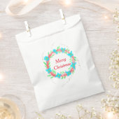 Sachets En Papier Joyeux Noël bleu rouge guirlande aquarelle vacance (Coupé)