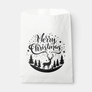 Sachets En Papier Joyeux Noël classique Cerfs et Arbre Design Art