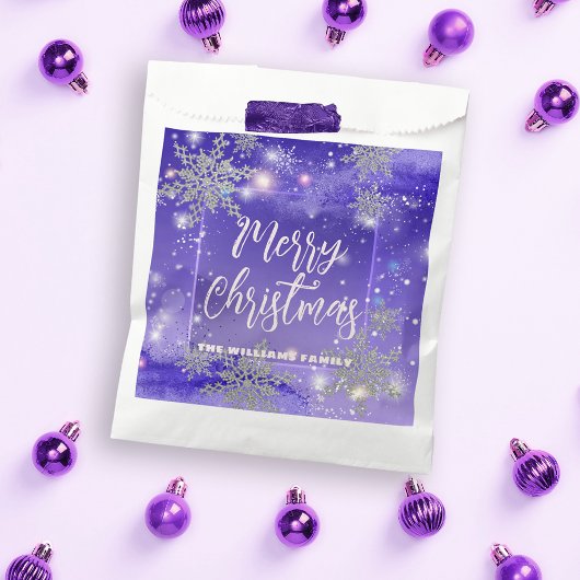 Sachets En Papier Joyeux Noël d'hiver violet