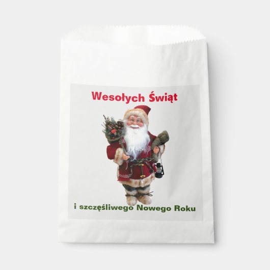 Sachets En Papier Joyeux Noël en polonais Wesołych Świąt cadeau (Devant)