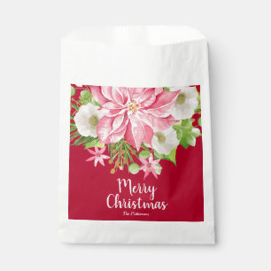 Sachets En Papier Joyeux Noël Floral Poinsettia vacances
