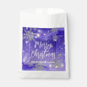 Sachets En Papier Joyeux Noël hivernal pourpre scintillant (Devant)