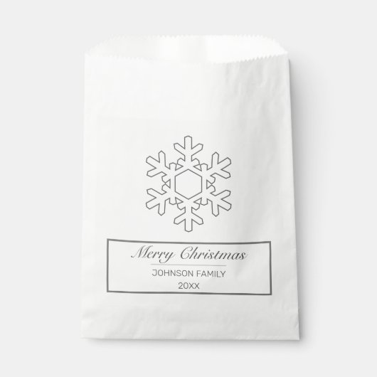 Sachets En Papier Joyeux Noël moderne minimaliste blanc (Devant)