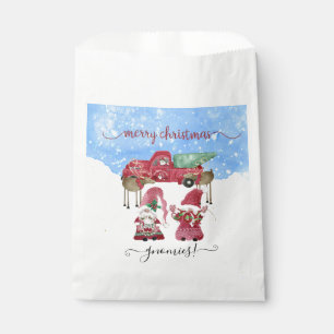 Sachets En Papier Joyeux Noël neige Gnome Camion rouge Aquarelle