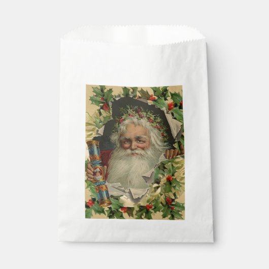 Sachets En Papier Joyeux Noël Père Noël classique antique (Devant)